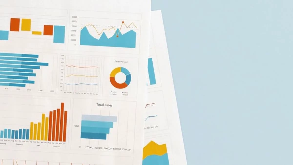 Colorful charts and reports on paper